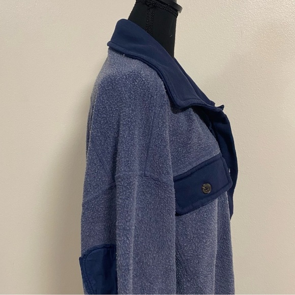 Free People Jacket Women's Size Large Oceania Blue Ruby Jacket oversized Shacket - Picture 6 of 17